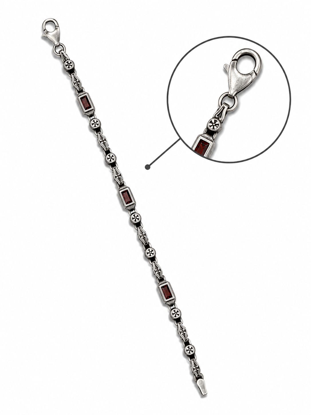 Heren Armband met rode steen